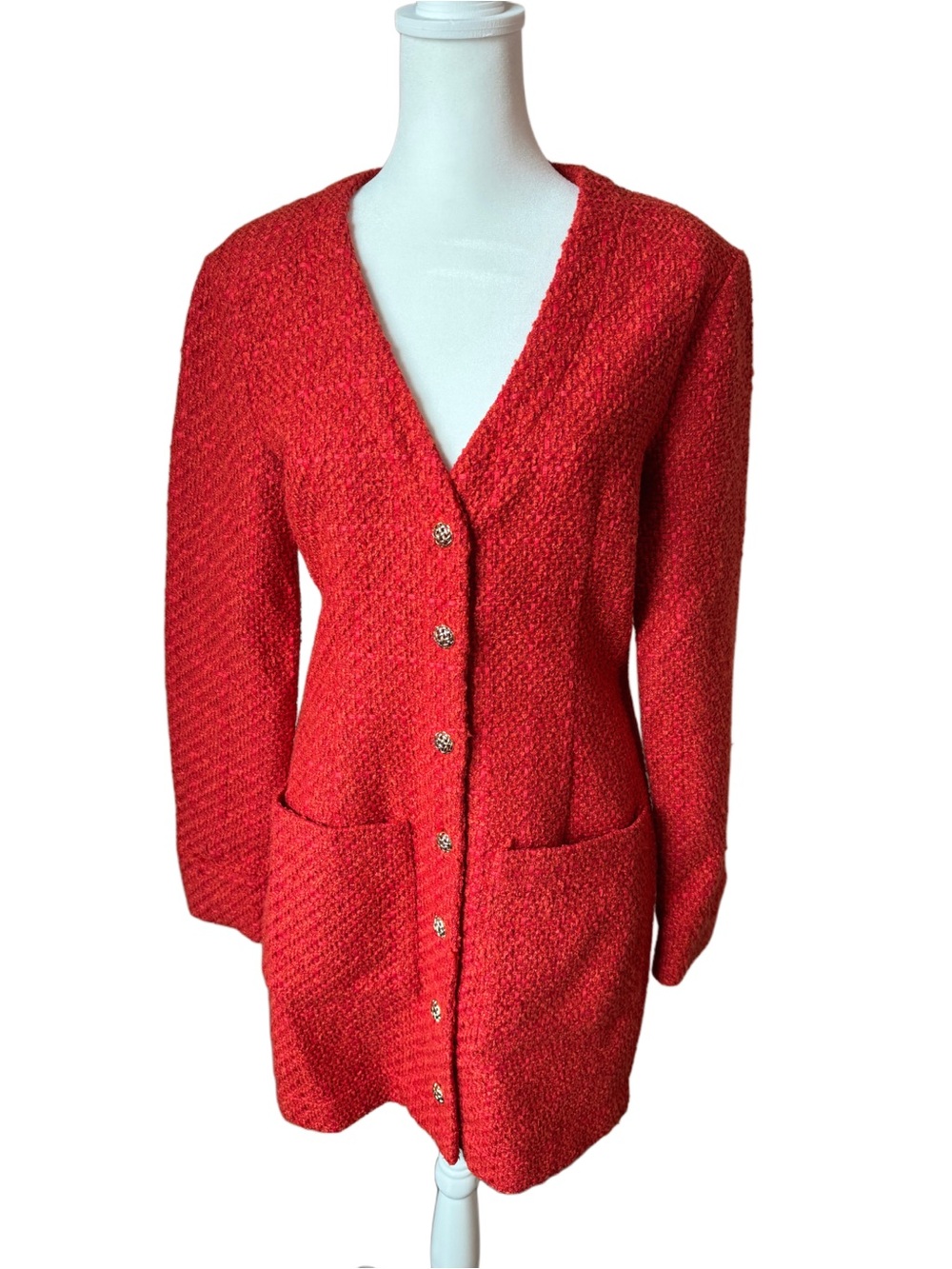 NWT Endless Rose Red Textured Button Down Mini Dress M